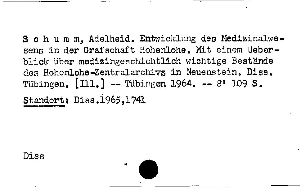 [Katalogkarte Dissertationenkatalog bis 1980]