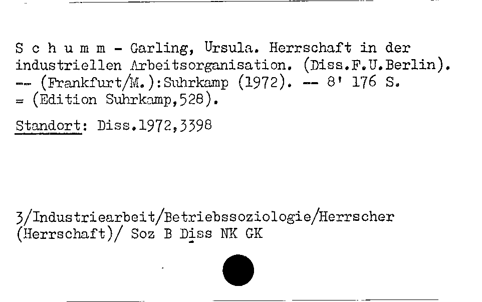 [Katalogkarte Dissertationenkatalog bis 1980]