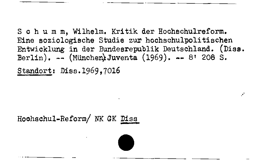 [Katalogkarte Dissertationenkatalog bis 1980]