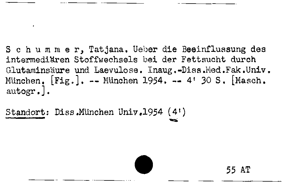 [Katalogkarte Dissertationenkatalog bis 1980]