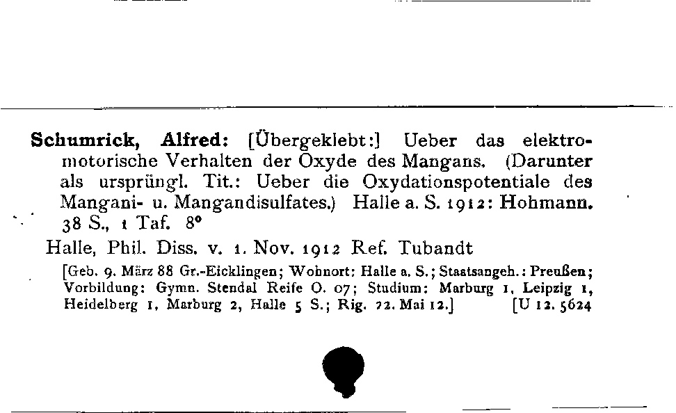 [Katalogkarte Dissertationenkatalog bis 1980]