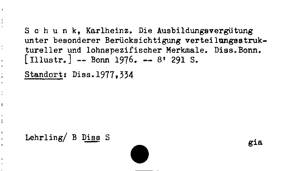 [Katalogkarte Dissertationenkatalog bis 1980]