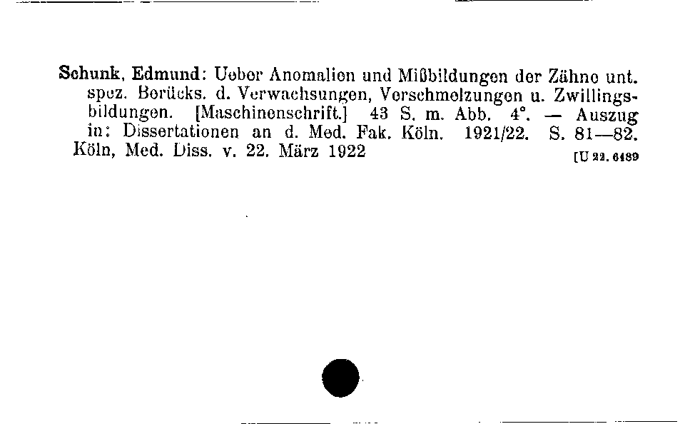 [Katalogkarte Dissertationenkatalog bis 1980]