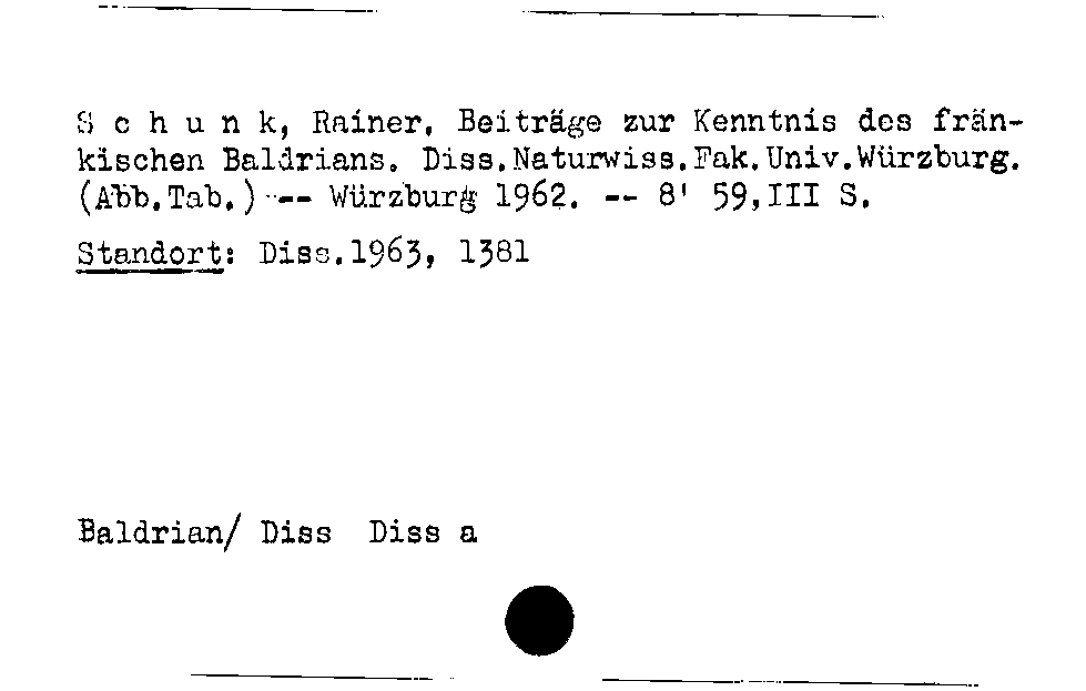 [Katalogkarte Dissertationenkatalog bis 1980]