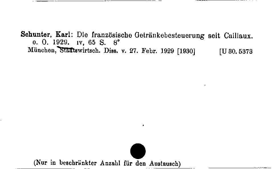 [Katalogkarte Dissertationenkatalog bis 1980]