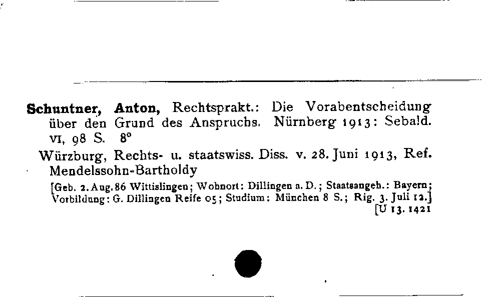 [Katalogkarte Dissertationenkatalog bis 1980]