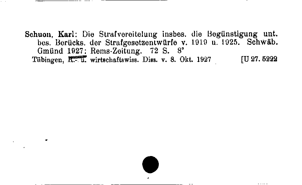 [Katalogkarte Dissertationenkatalog bis 1980]