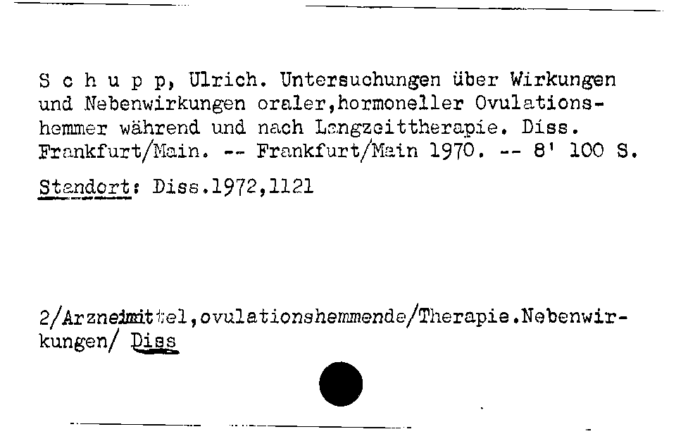 [Katalogkarte Dissertationenkatalog bis 1980]