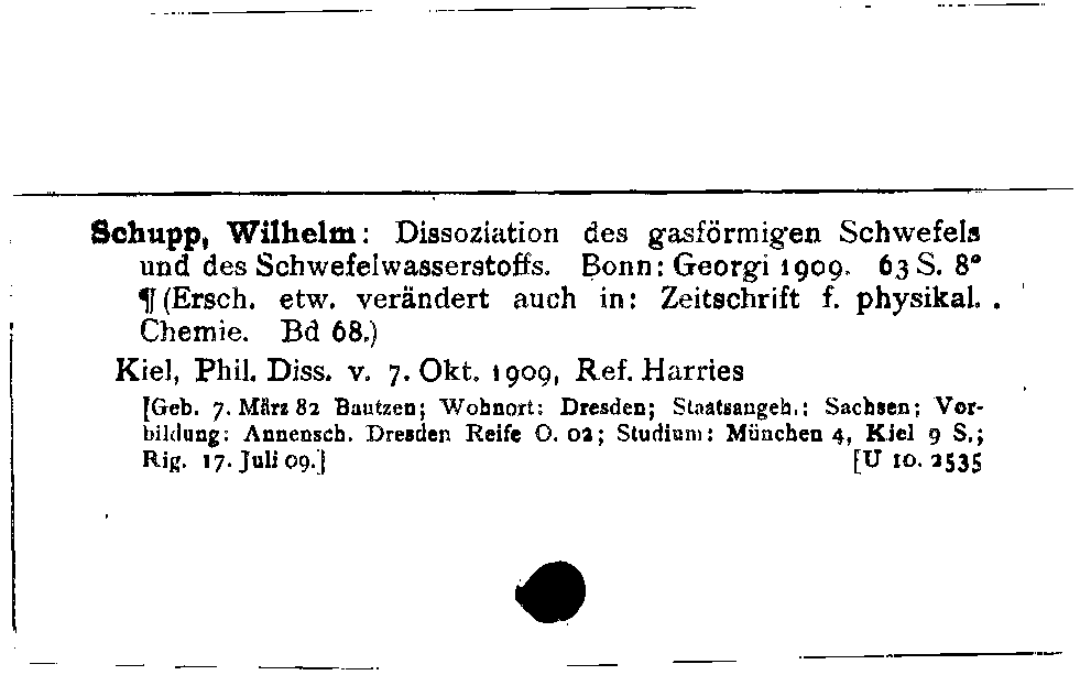 [Katalogkarte Dissertationenkatalog bis 1980]