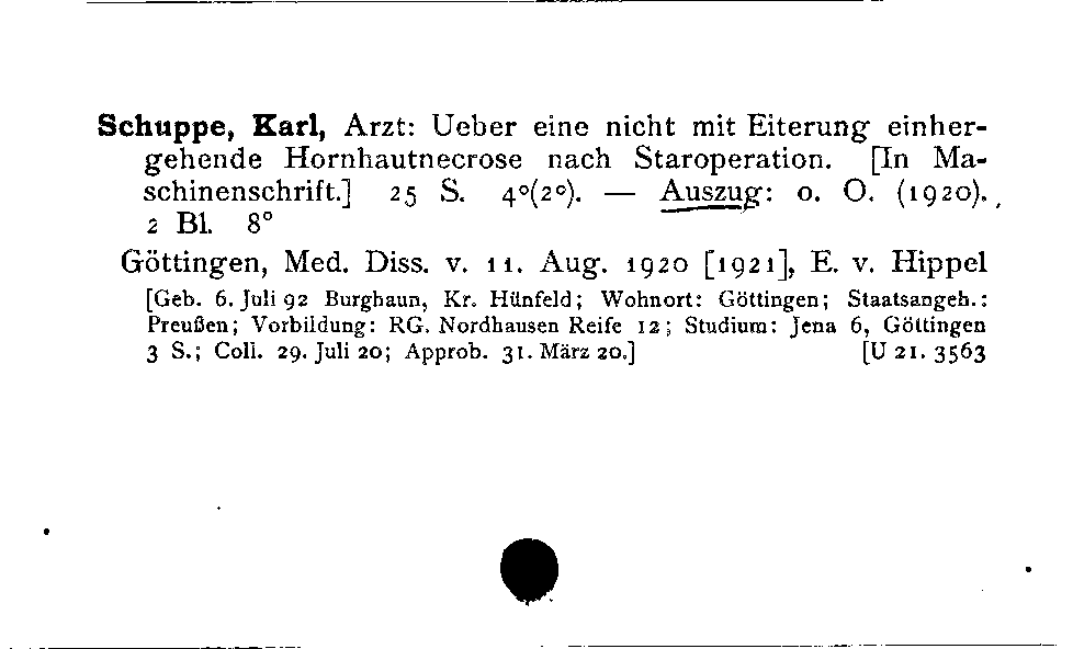 [Katalogkarte Dissertationenkatalog bis 1980]