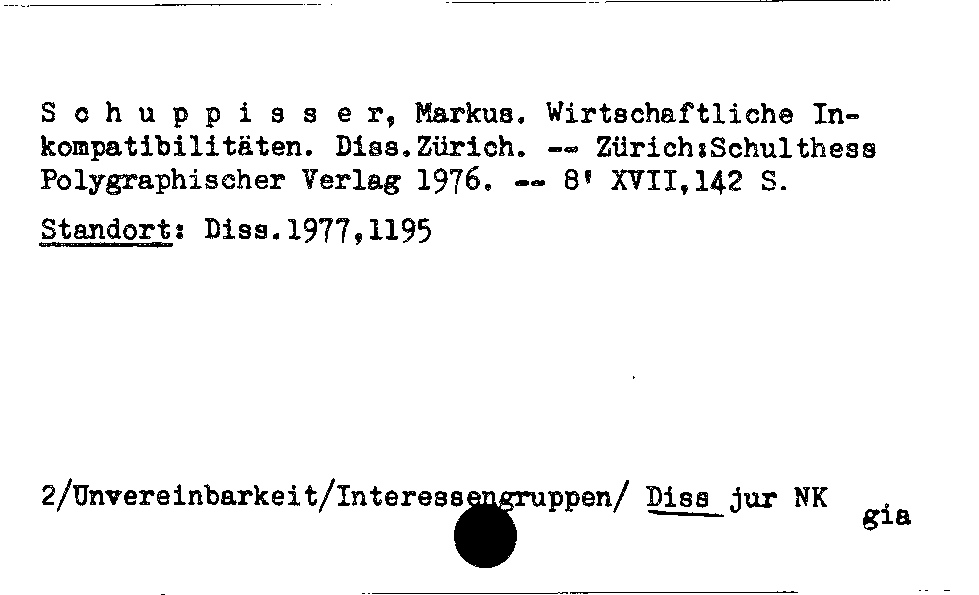 [Katalogkarte Dissertationenkatalog bis 1980]