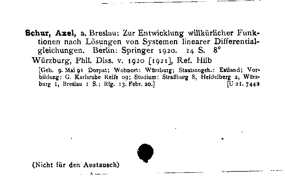 [Katalogkarte Dissertationenkatalog bis 1980]