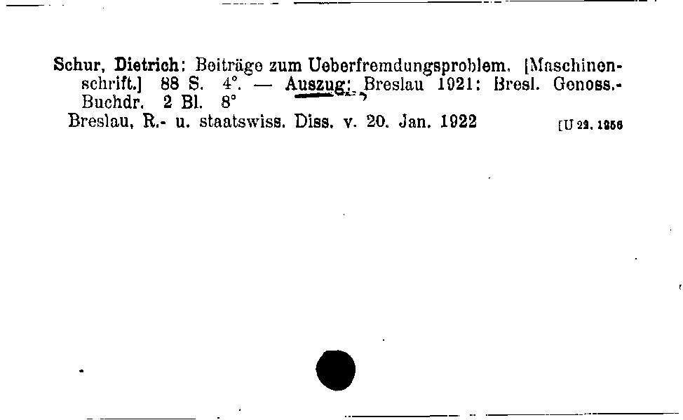 [Katalogkarte Dissertationenkatalog bis 1980]