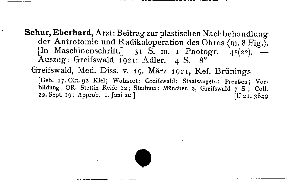 [Katalogkarte Dissertationenkatalog bis 1980]