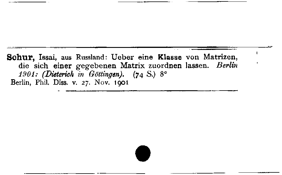 [Katalogkarte Dissertationenkatalog bis 1980]