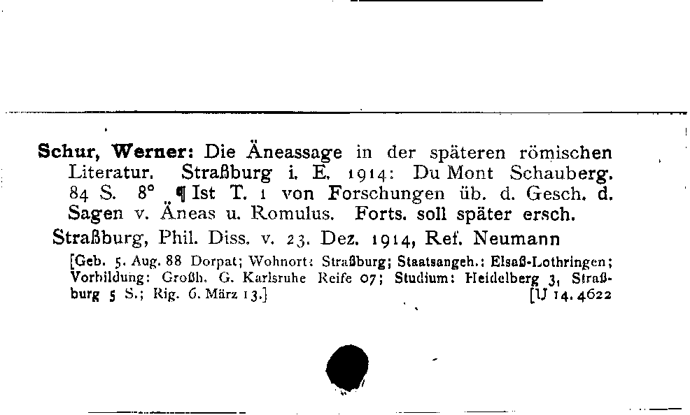 [Katalogkarte Dissertationenkatalog bis 1980]