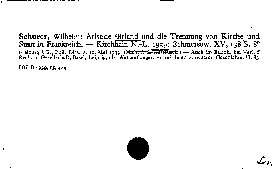 [Katalogkarte Dissertationenkatalog bis 1980]