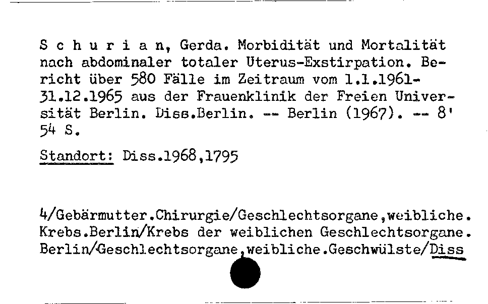 [Katalogkarte Dissertationenkatalog bis 1980]