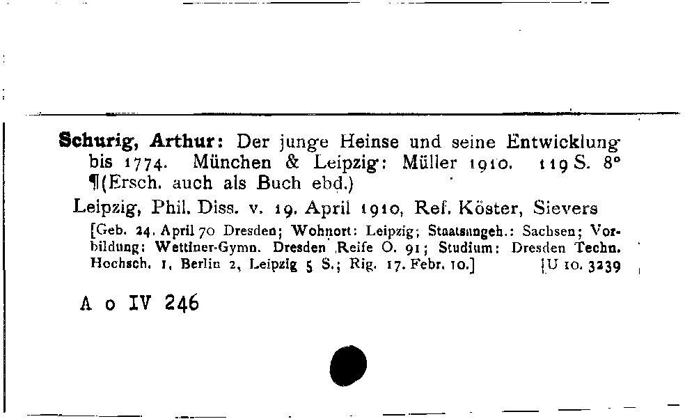 [Katalogkarte Dissertationenkatalog bis 1980]