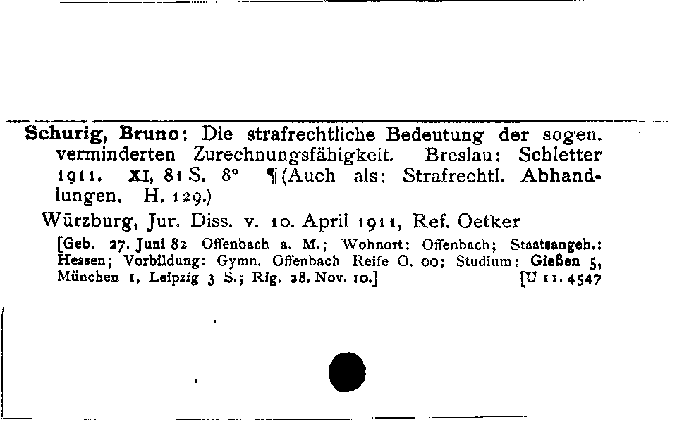 [Katalogkarte Dissertationenkatalog bis 1980]