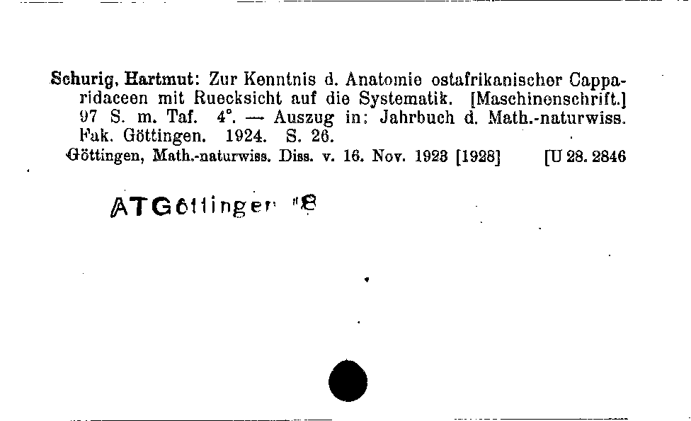 [Katalogkarte Dissertationenkatalog bis 1980]