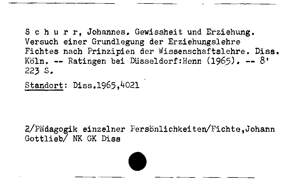 [Katalogkarte Dissertationenkatalog bis 1980]