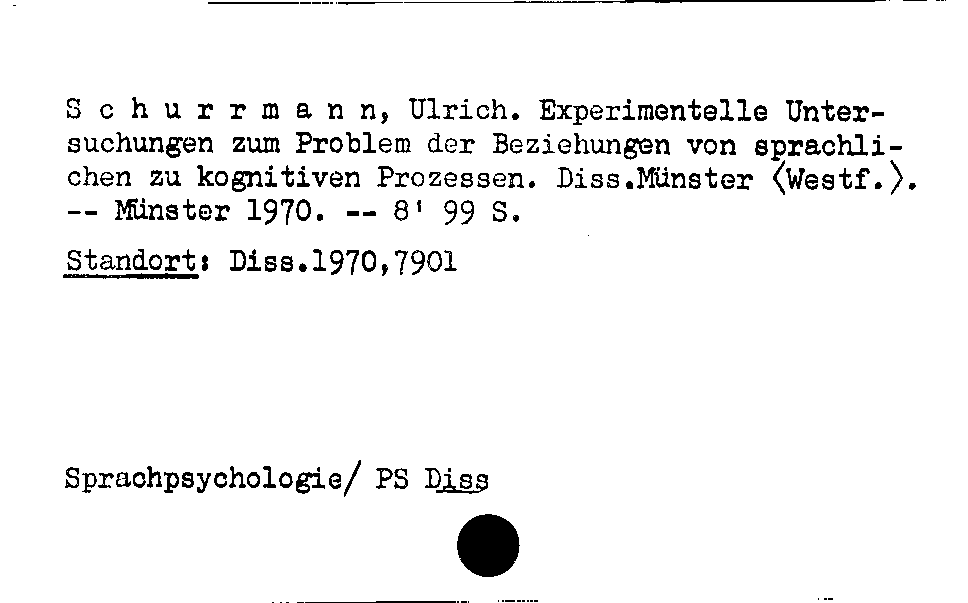 [Katalogkarte Dissertationenkatalog bis 1980]