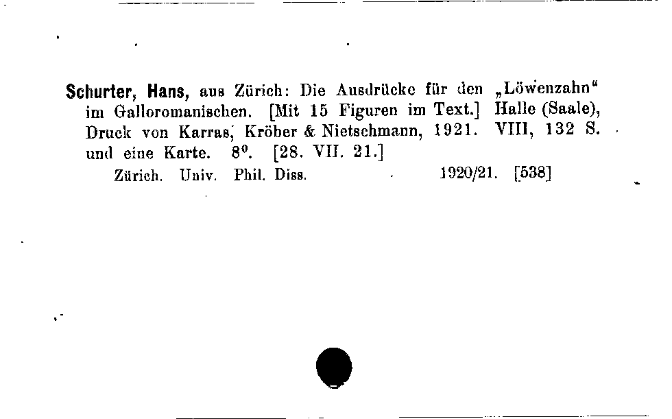 [Katalogkarte Dissertationenkatalog bis 1980]