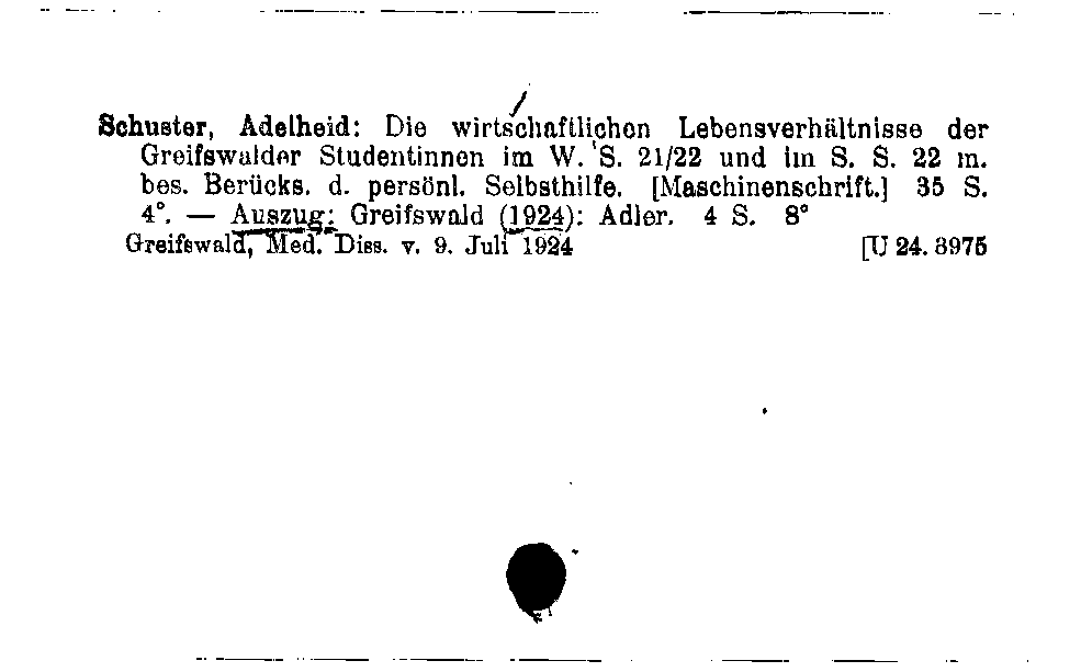 [Katalogkarte Dissertationenkatalog bis 1980]