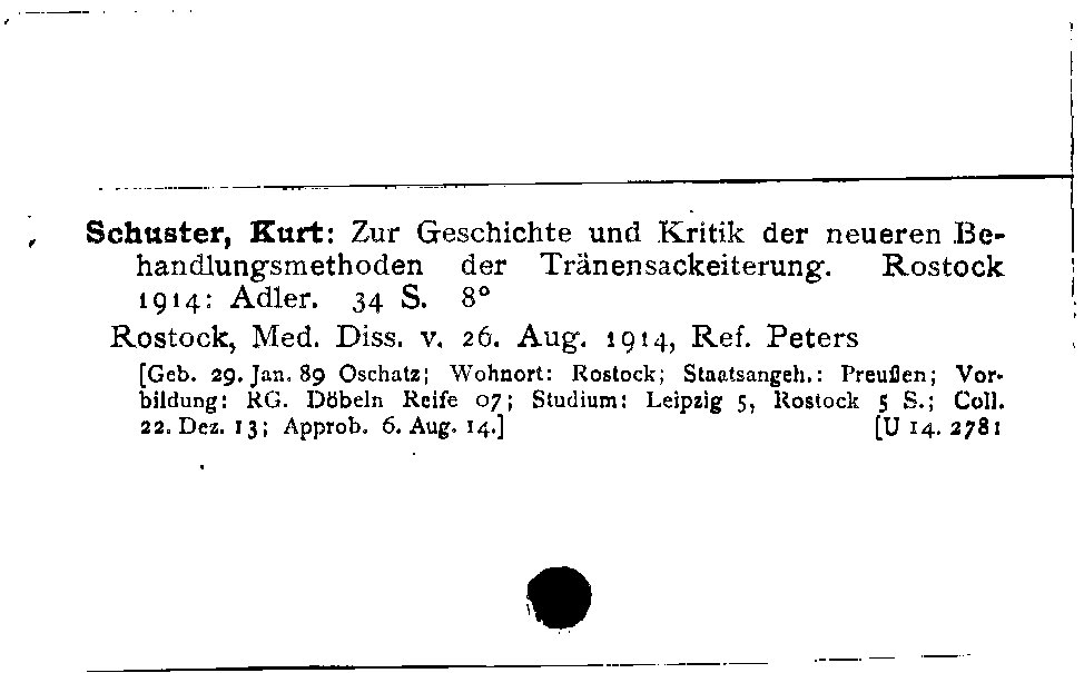 [Katalogkarte Dissertationenkatalog bis 1980]