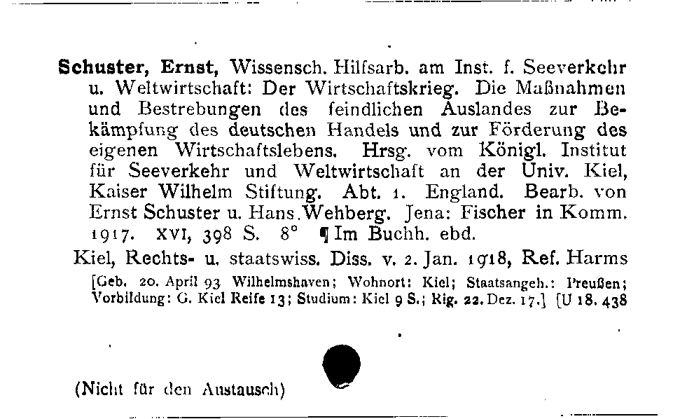 [Katalogkarte Dissertationenkatalog bis 1980]