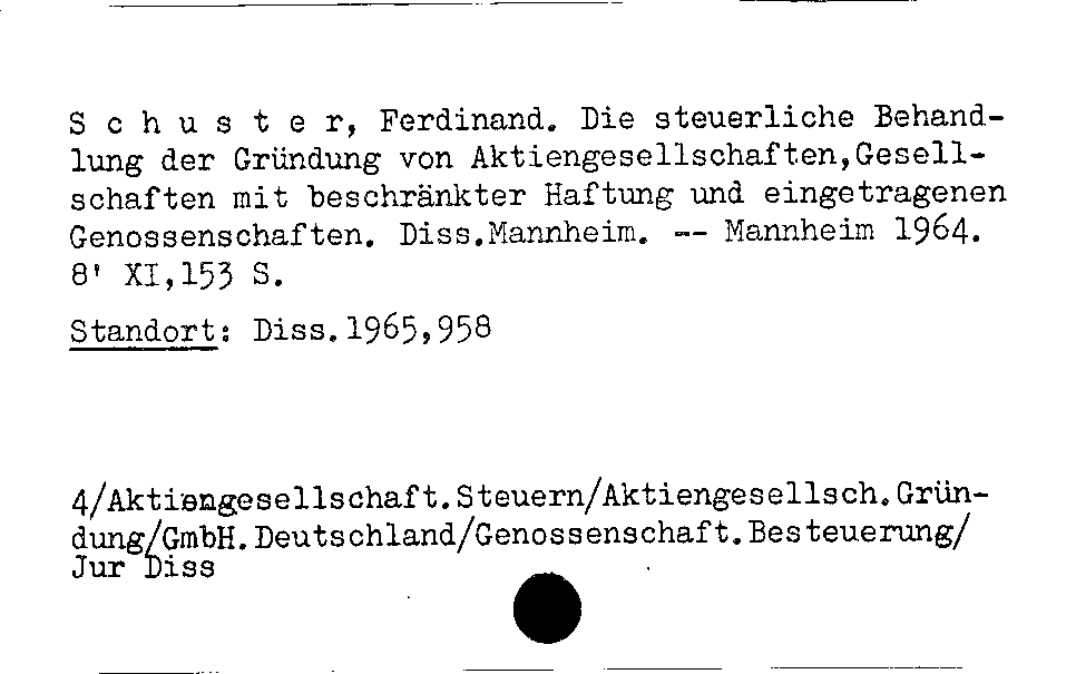 [Katalogkarte Dissertationenkatalog bis 1980]