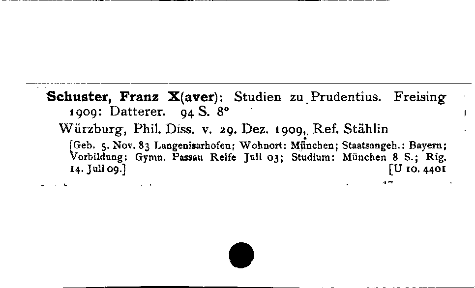 [Katalogkarte Dissertationenkatalog bis 1980]