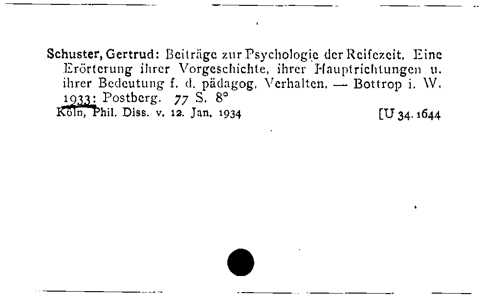 [Katalogkarte Dissertationenkatalog bis 1980]