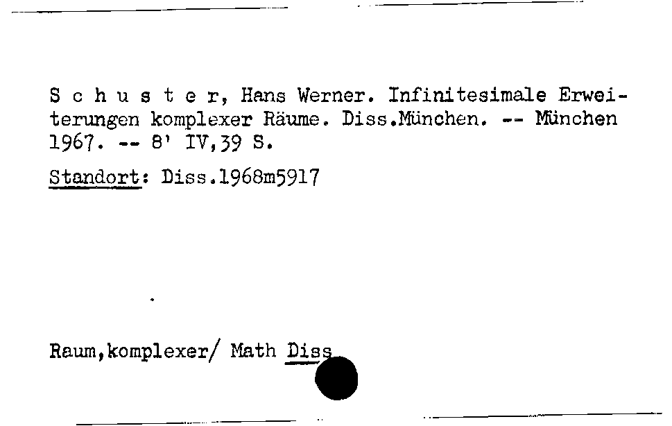 [Katalogkarte Dissertationenkatalog bis 1980]