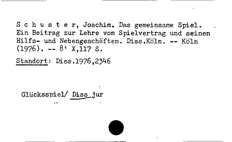 [Katalogkarte Dissertationenkatalog bis 1980]