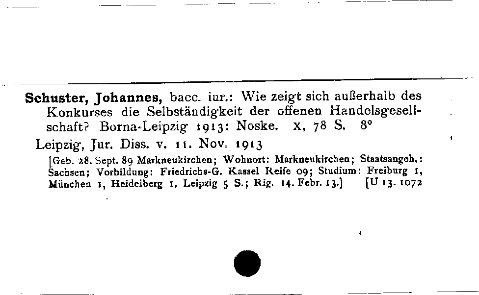 [Katalogkarte Dissertationenkatalog bis 1980]