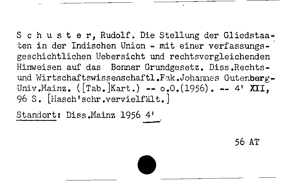 [Katalogkarte Dissertationenkatalog bis 1980]