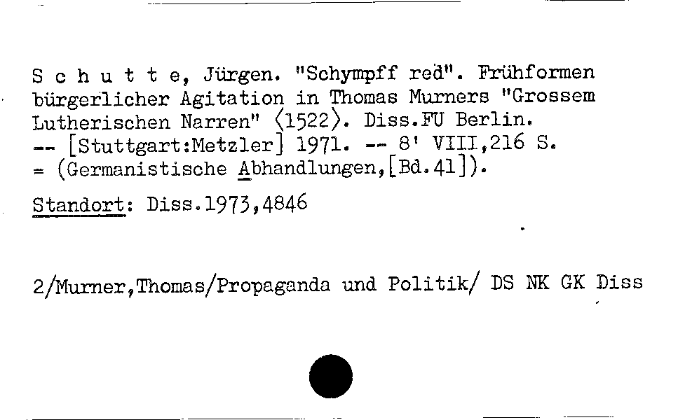 [Katalogkarte Dissertationenkatalog bis 1980]