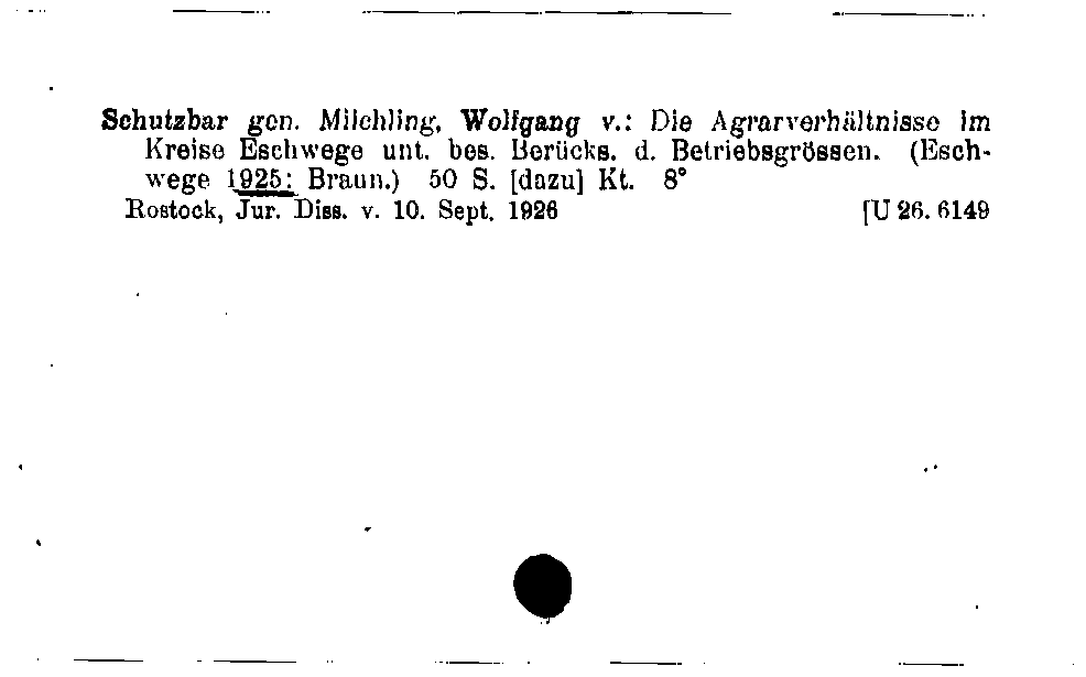 [Katalogkarte Dissertationenkatalog bis 1980]