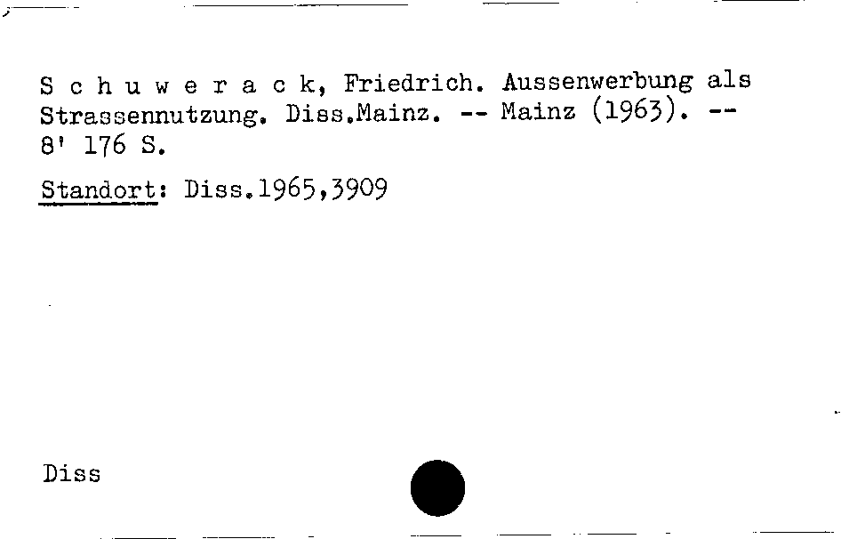 [Katalogkarte Dissertationenkatalog bis 1980]