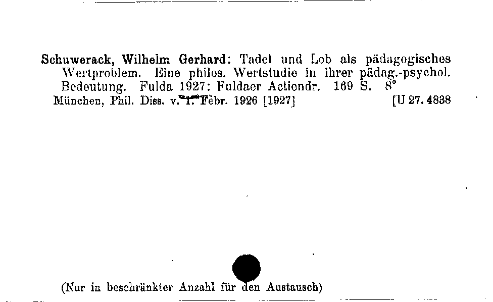 [Katalogkarte Dissertationenkatalog bis 1980]