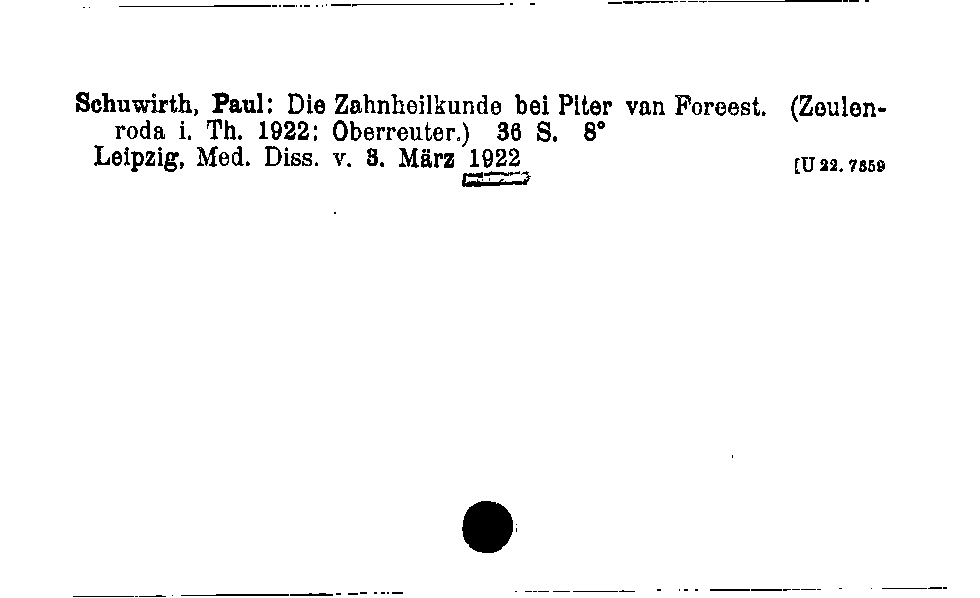 [Katalogkarte Dissertationenkatalog bis 1980]