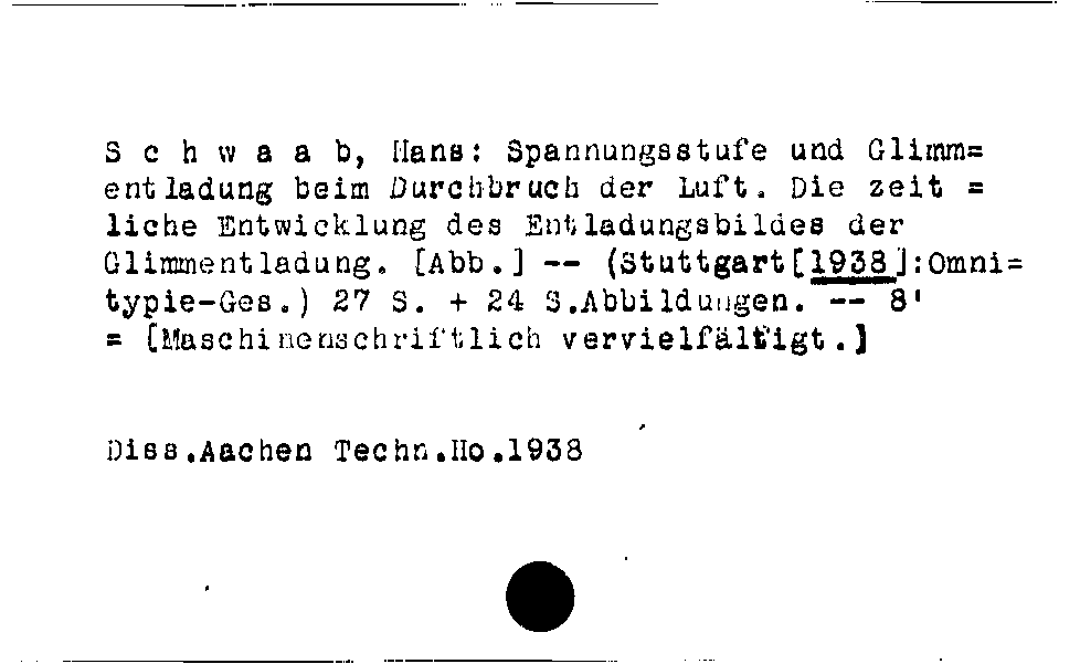 [Katalogkarte Dissertationenkatalog bis 1980]