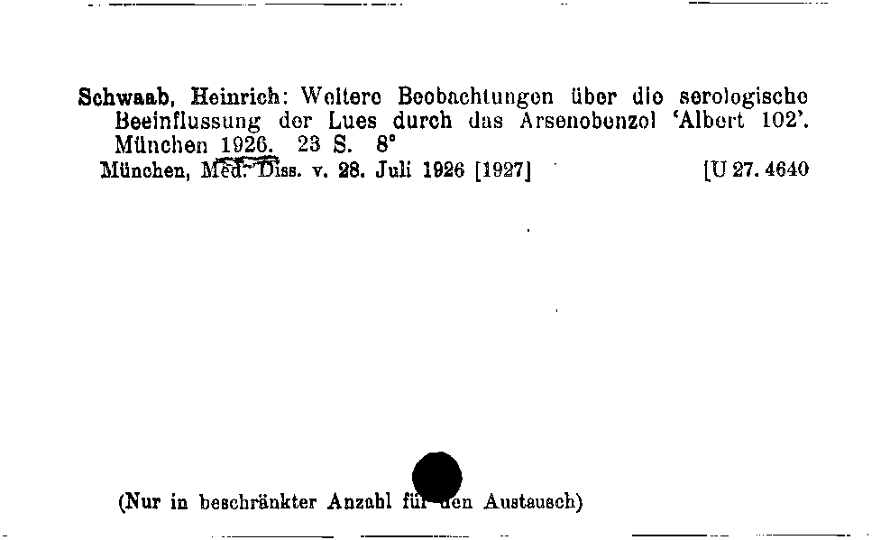 [Katalogkarte Dissertationenkatalog bis 1980]