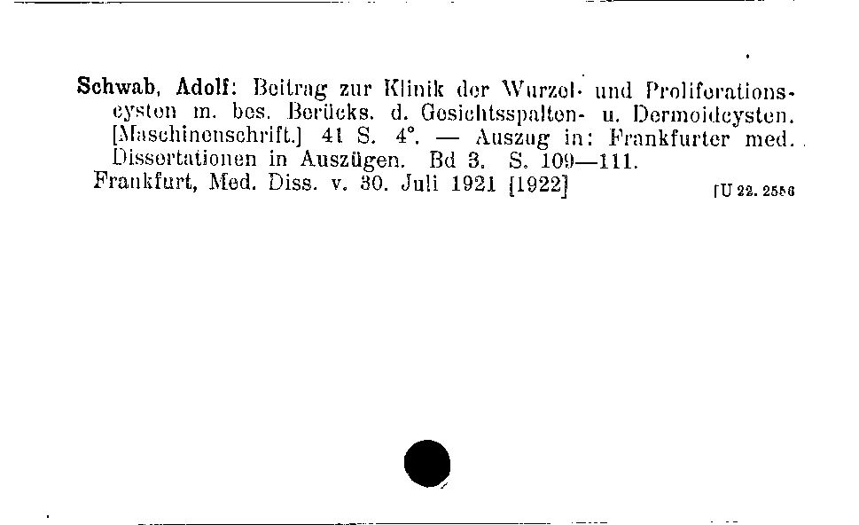 [Katalogkarte Dissertationenkatalog bis 1980]