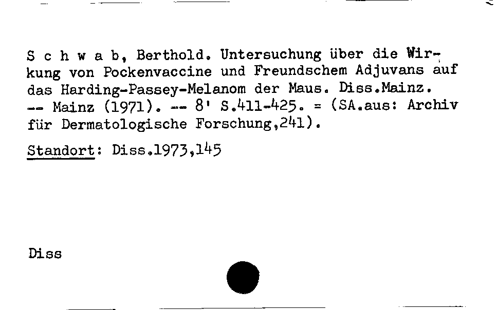 [Katalogkarte Dissertationenkatalog bis 1980]