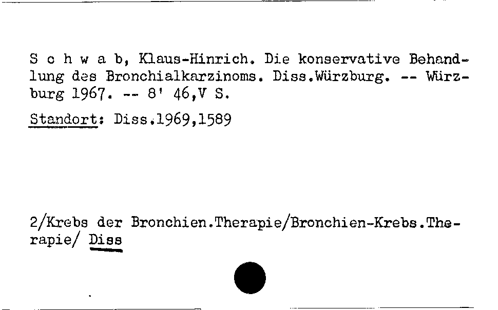 [Katalogkarte Dissertationenkatalog bis 1980]