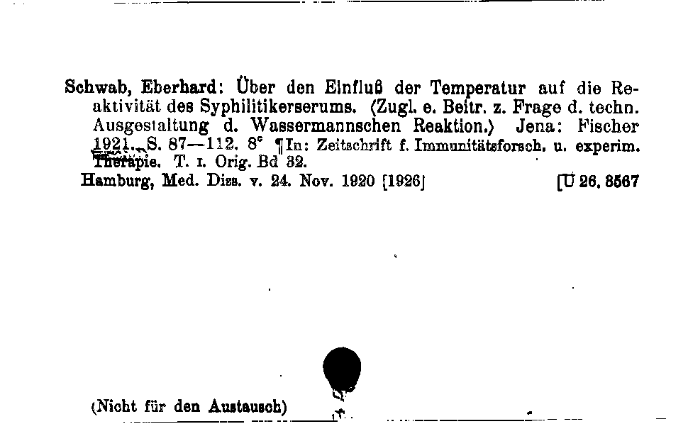 [Katalogkarte Dissertationenkatalog bis 1980]