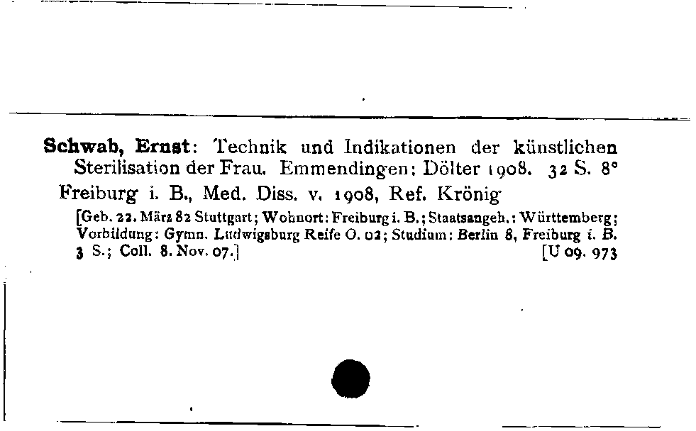 [Katalogkarte Dissertationenkatalog bis 1980]